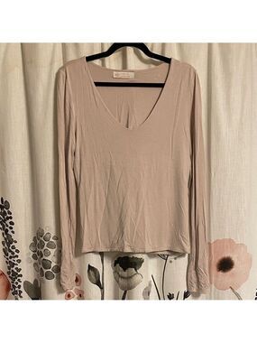 EUC Leela & Lavender Taupe Long Sleeve Top Size XL